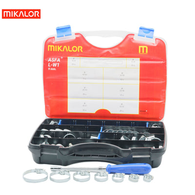 Mikalor ASFA-L Worm Drive Assortment Box | Zinc Plated W1 | 110pcs