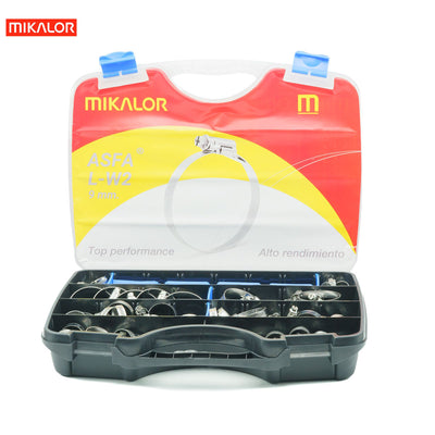 Mikalor ASFA-L Worm Drive Assortment Box | AISI 430 Stainless Steel W2 | 110pcs