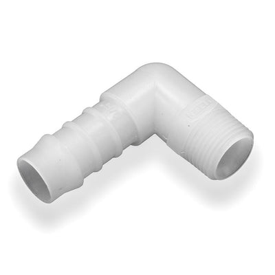 Tefen | BSPT Male Elbow Hose Connector | White PVDF