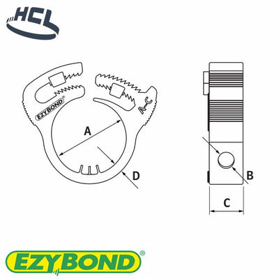 Ezybond Earth Clamp - 22mm Pipe - 2.5-6 mm Cable-HCL Clamping UK/Europe