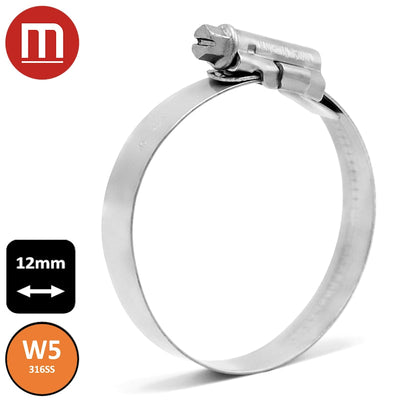 Mikalor ASFA S W5 316SS - Width 12mm Dia 110-130mm-HCL Clamping UK/Europe