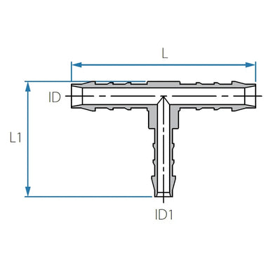 New - Tefen | T/Branch Reducing Hose Connector | Blue PA66