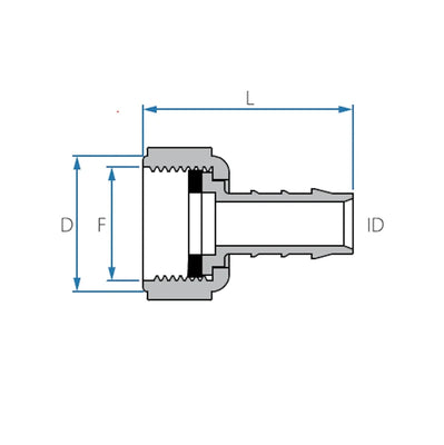 New - Tefen | BSP Female Swivel Connector + Washer | Black PP