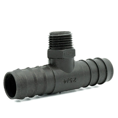 Tefen PP Black BSPT 3/4" Male Branch T Conn - Fits 20mm OD Hose-HCL Clamping UK/Europe