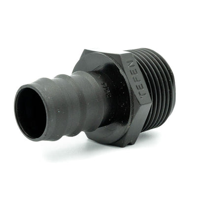 Tefen PP Black BSPT 3/4" Male Straight Conn - Fits 16mm OD Hose-HCL Clamping UK/Europe