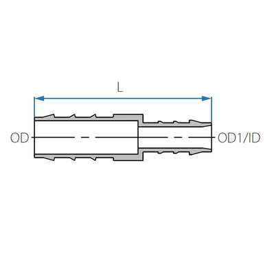 New - Tefen | Straight Reducing Hose Connector | Black PP