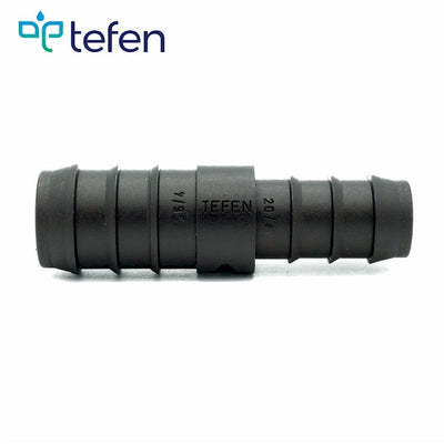 Tefen PP Black Reducing Hose Conn - Fits 20mm & 12mm OD Hose-HCL Clamping UK/Europe