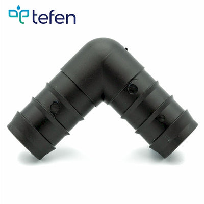 Tefen PP Black Union Elbow Hose Conn - Fits 16mm OD Hose-HCL Clamping UK/Europe
