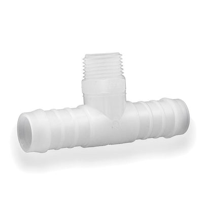 Tefen PVDF Male 1/2" BSPT Branch T Conn White Fits 16mm Hose ID-HCL Clamping UK/Europe