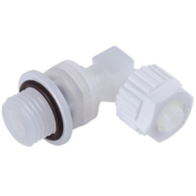 Tefen PVDF 1/8" BSPP Union Elbow Swivel Connector Fits 8mm Hose OD