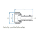 Tefen PA66 Blue BSP 1/4" Fem Swivel  Conn/Conical Seal - 5mm