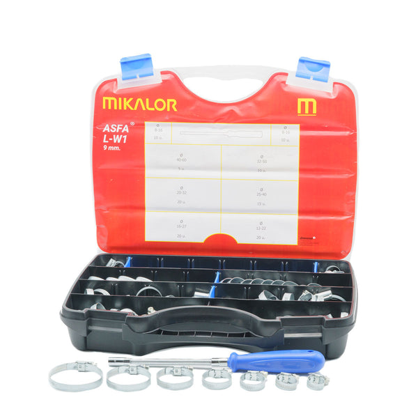 Mikalor ASFA-L Worm Drive Assortment Box | Zinc Plated W1 | 110pcs
