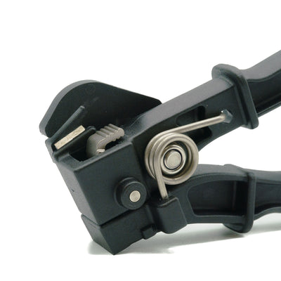 Black Smart Band Flex Tool, 12.7mm, with metal spring and tensioning mechanism for cable lashing straps.