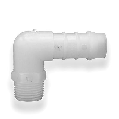 Tefen | BSPT Male Elbow Hose Connector | White PVDF
