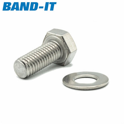 BAND-IT Sign Bracket 201SS SS Bolt M8 x 20 long Hex Head-HCL Clamping UK/Europe