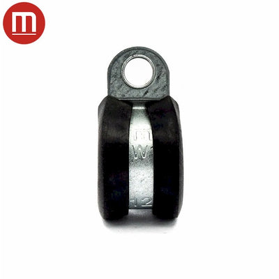 Rubber Lined P Clips - Zinc Plated - W: 12mm - Max Dia: 13mm