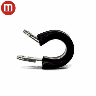 Rubber Lined P Clips - Zinc Plated - W: 9mm - Max Dia: 5mm