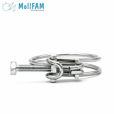 Double Wire Screw Hose Clamp - 11.5-14mm - Zinc Plated Steel-HCL Clamping UK/Europe