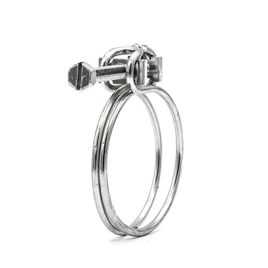 Double Wire Screw Hose Clamp - 12.5-15mm - Zinc Plated Steel-HCL Clamping UK/Europe