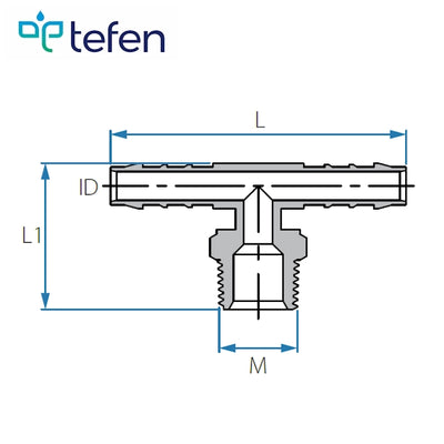 Tefen | BSPT Male T/Branch Hose Connector | White PVDF