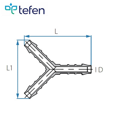 Tefen | Y Union/Equal Hose Connector | White PVDF