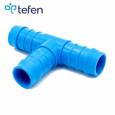 Tefen PA66 Blue Union Tee Hose Conn - Fits 4mm Hose ID