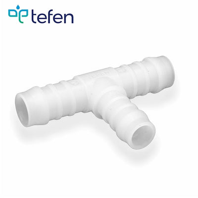 Tefen PVDF Reducing  T Hose Connector White Fits 12 & 10mm Hose ID
