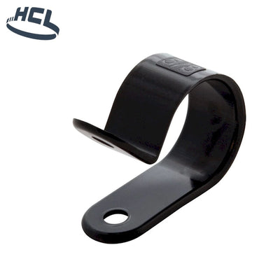 Nylon (Plastic) P Clips - W: 12.7mm - Max Dia: 25.4mm - Black-HCL Clamping UK/Europe