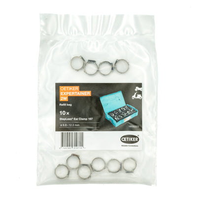 Refill Pack 10pc Oetiker Stepless Clamp 16700009 - 9.8-12.3mm for Expertainer Kit 90-HCL Clamping UK/Europe