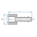 Tefen PA66 Blue BSPT 1/2" Female Connector - Fits 19mm Hose ID-HCL Clamping UK/Europe