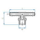 Tefen PA66 Blue BSPT 1/2" Male Branch T Conn - Fits 14mm Hose ID-HCL Clamping UK/Europe