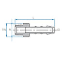 Tefen PA66 Blue BSPT 1/2" Male Connector - Fits 16mm Hose ID-HCL Clamping UK/Europe