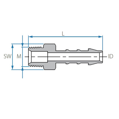 Tefen PA66 Blue BSPT 1/4" Male Connector - Fits 4mm Hose ID-HCL Clamping UK/Europe