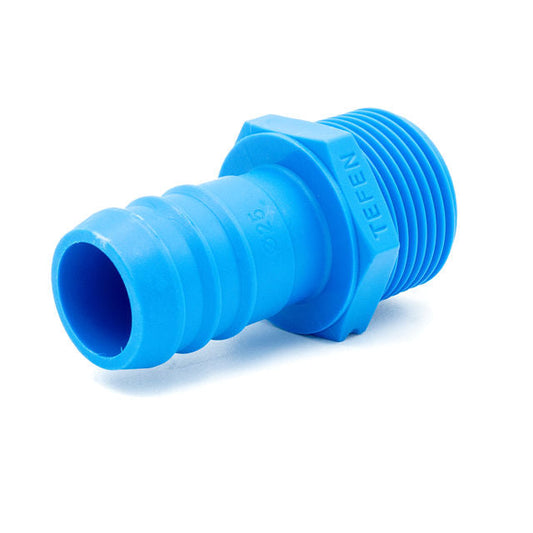 Tefen PA66 Blue BSPT 1/4" Male Connector - Fits 8mm Hose ID-HCL Clamping UK/Europe
