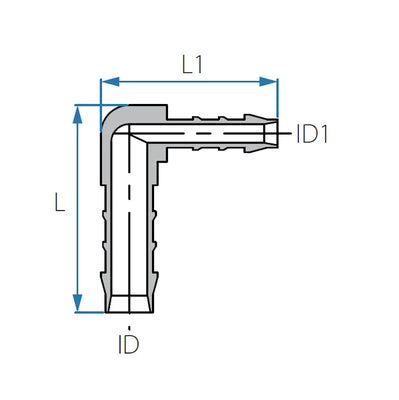 Tefen | Elbow Reducing Hose Connector | White PVDF