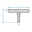 New - Tefen | T/Branch Reducing Hose Connector | Blue PA66