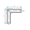 Tefen PA66 Blue Union Elbow Hose Conn - Fits 5mm Hose ID-HCL Clamping UK/Europe