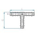 Tefen PA66 Blue Union T Hose Conn - Fits 16mm Hose ID-HCL Clamping UK/Europe