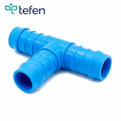 Tefen PA66 Blue Union Tee Hose Conn - Fits 4mm Hose ID-HCL Clamping UK/Europe