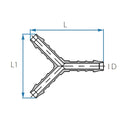 Tefen PA66 Blue Y Hose Connector - Fits 6mm Hose ID-HCL Clamping UK/Europe