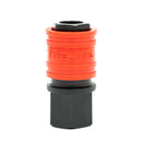 Tefen PA66 Red Quick Release Socket Fem 1/4" BSPT EPDM O-ring-HCL Clamping UK/Europe