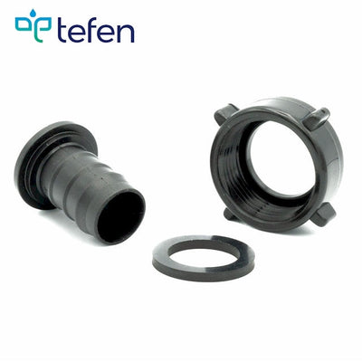 Tefen PP Black BSP 1" Fem Swiv Conn +Washer - 12mm Tube ID-HCL Clamping UK/Europe