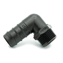 Tefen PP Black BSPT 1/2" Male Elbow Conn - Fits 25mm OD Hose-HCL Clamping UK/Europe