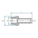 Tefen PP Black BSPT 1/2" Male Straight Conn - Fits 12mm OD Hose-HCL Clamping UK/Europe