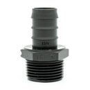 Tefen PP Black BSPT 1/2" Male Straight Conn - Fits 25mm OD Hose-HCL Clamping UK/Europe