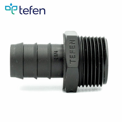 Tefen PP Black BSPT 3/4" Male Straight Conn - Fits 20mm OD Hose-HCL Clamping UK/Europe