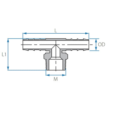 Tefen PP Black BSPT 3/8" Male Branch T Conn - Fits 12mm OD Hose-HCL Clamping UK/Europe