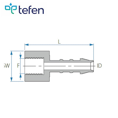 Tefen PVDF Female 1/4" BSPT Hose Conn White Fits 6mm Hose ID-HCL Clamping UK/Europe