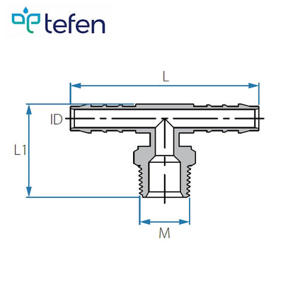 Tefen PVDF Male 1/2" BSPT Branch T Conn White Fits 10mm Hose ID-HCL Clamping UK/Europe