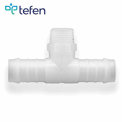 Tefen PVDF Male 1/2" BSPT Branch T Conn White Fits 12mm Hose ID-HCL Clamping UK/Europe